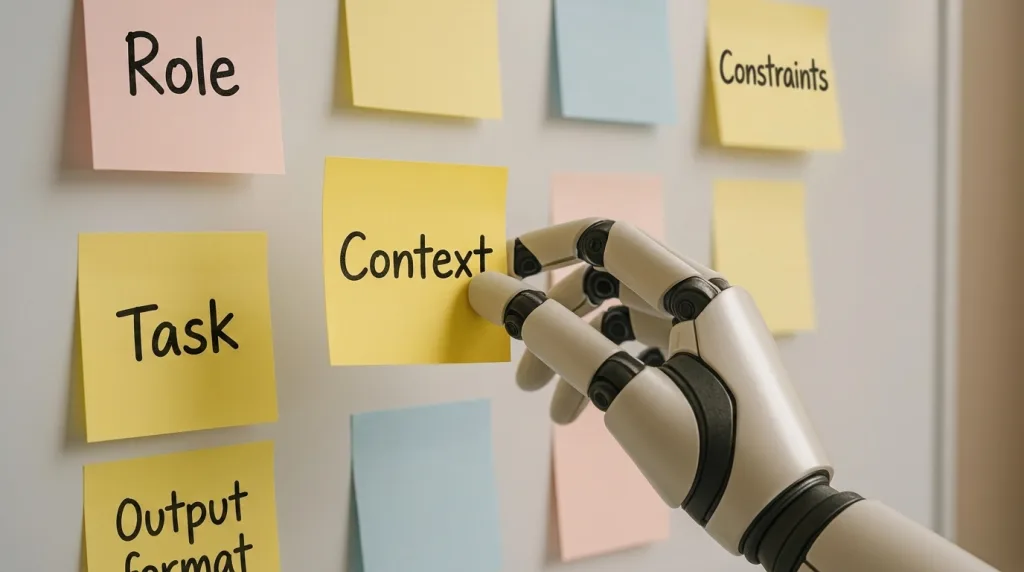 Sticky-note planning system for a CRISPE prompt library