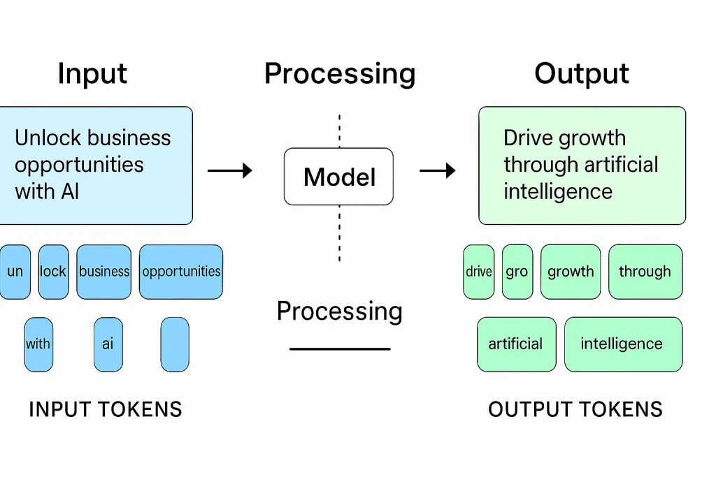 Neural network processing prompt tokens into an output