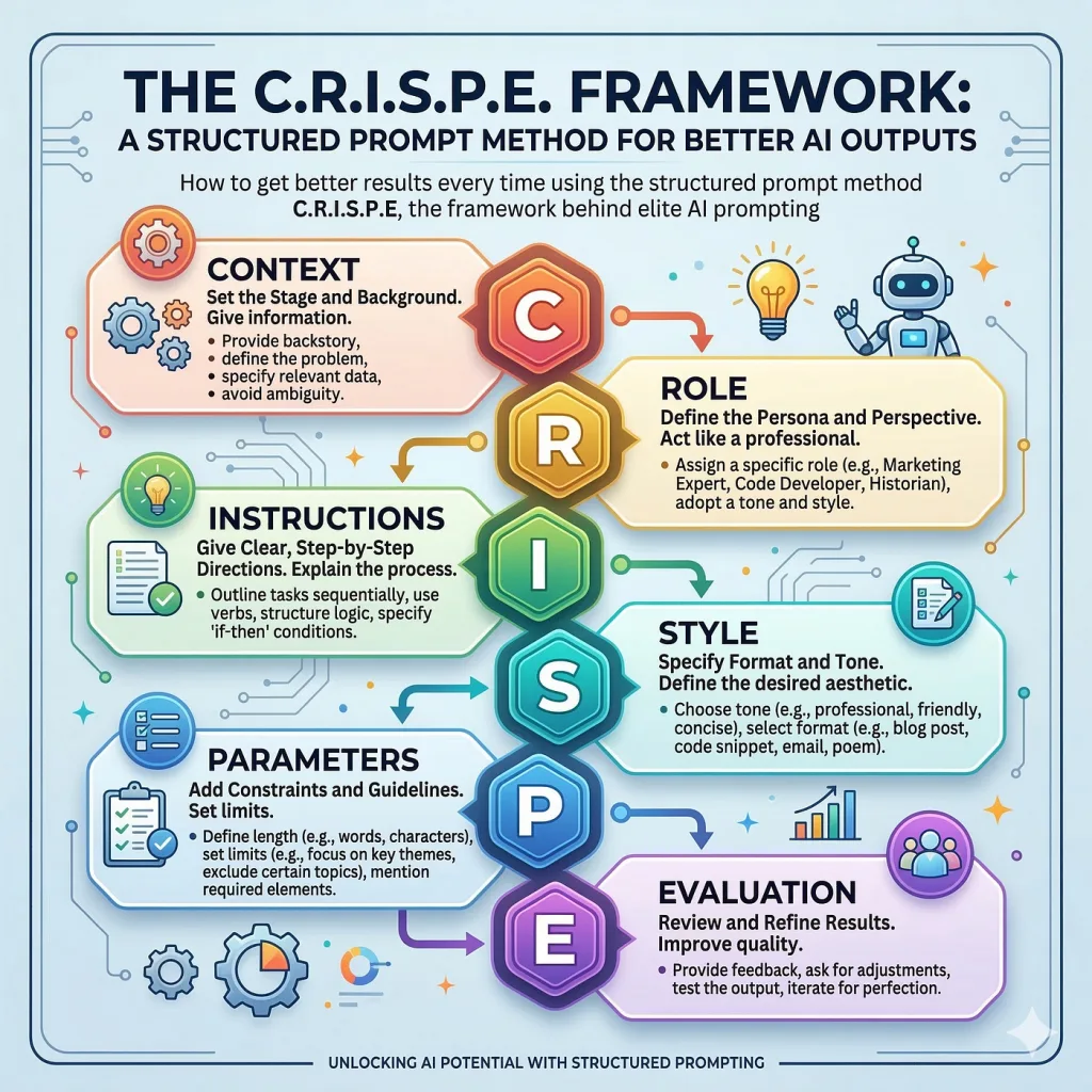 CRISPE prompt engineering framework diagram