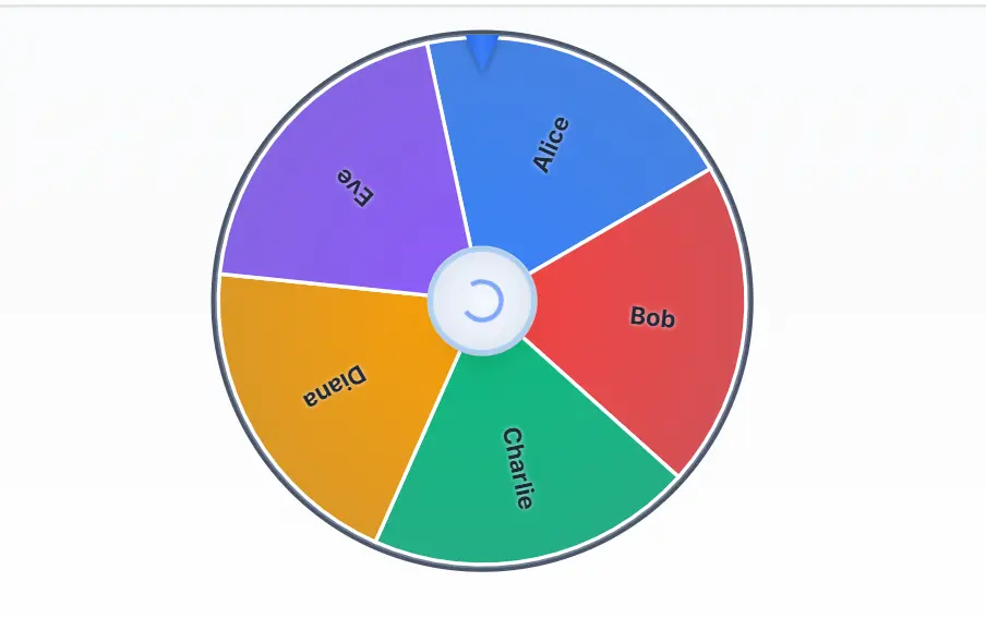 Colorful spinning wheel random picker with names