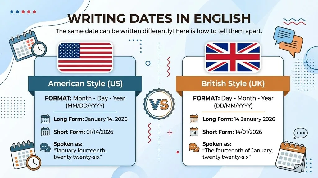 American vs British English date format comparison