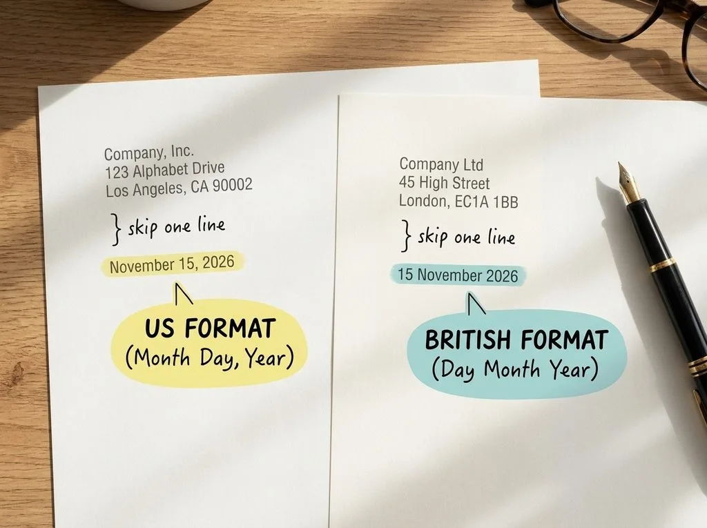 Formal letter layout with date at the top