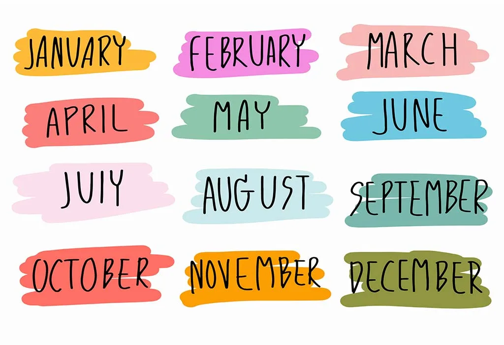 Twelve months of the year in order